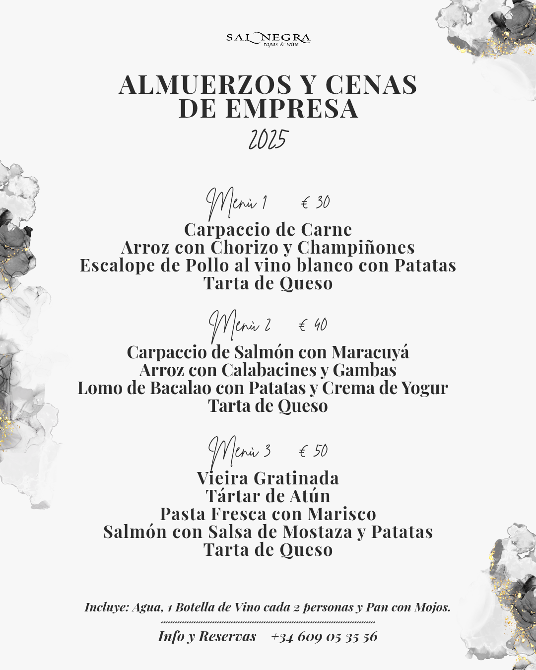 Menú de Empresa 2025 - Almuerzos y Cenas