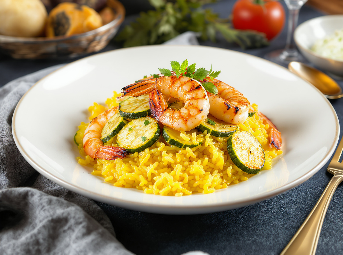 Arroz Calabacín y gambas