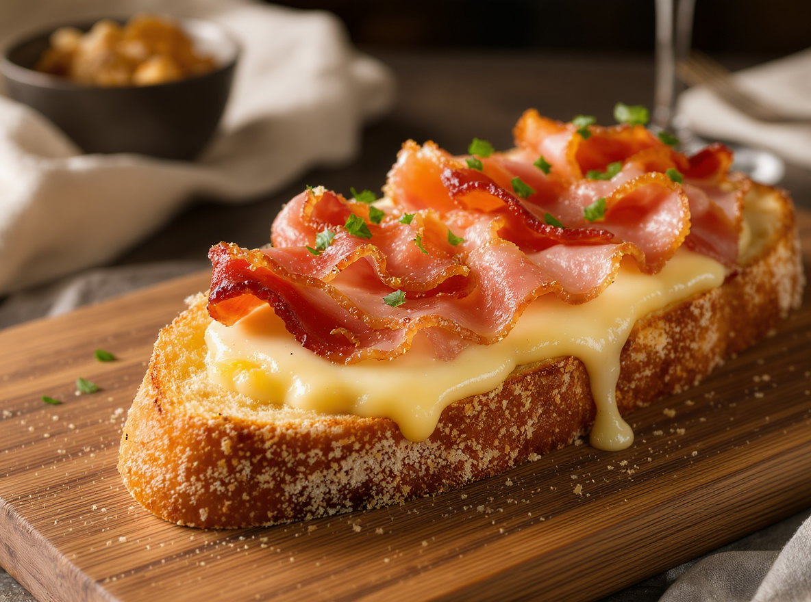 Bruschettas con camembert y speck